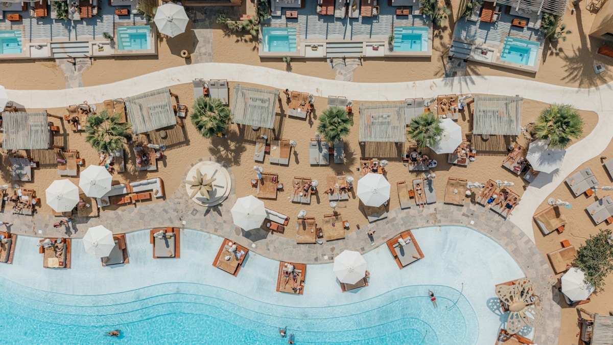 An all-inclusive resort pool overlooking the Red Sea in Hurghada